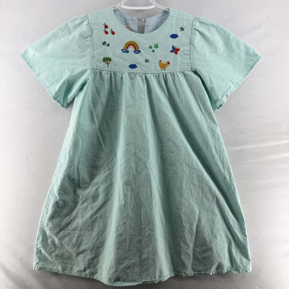 1700 Fábula Embroidered Dress Size 10 Mint Blue Kids